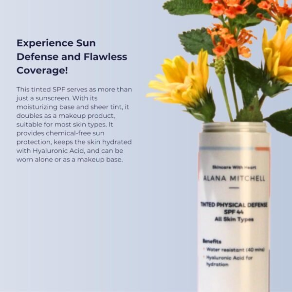 Alana Mitchell Tinted Moisturizer Sunscreen for Face - Physical Defense Face Moisturizer with SPF 44 - Face Sunscreen w/Hyaluronic Acid – Water-Resistant Tinted Sunscreen - All Skin Tones (2.1 oz) - Image 3