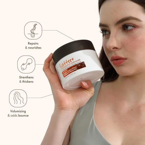 Coffee+ Thickening Hair Mask | Biotin & Caffeine for Fine & Thinning Hair | Deep Conditioning & Strengthening Treatment | Moisturizes, Repairs & Adds Volume | Sulfate-Free & Color-Safe 8.45 oz - Image 4