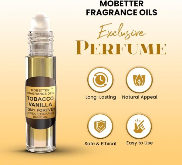 Tobacco Vanilla Unisex Body Oil (10ml Roll On), for Women and Men, Strong, Long Lasting, Travel Size, Oriental Spicy Fragrance - Image 4