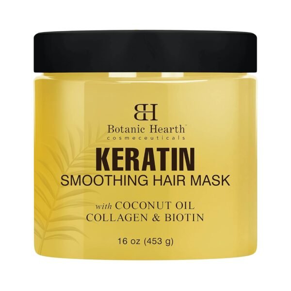 Botanic Hearth Keratin Hair Mask - Biotin, Collagen & Coconut Oil - for Dry Damaged Treated Hair - Restore, Repair, Smoothing, Conditioning & Strengthen All Hair Types - for Men & Women - 16 oz - Image 2
