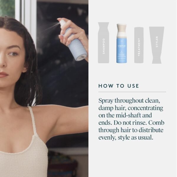Virtue Purifying Leave-In Hair Conditioner Spray, Reduce Frizz and Split Ends, Detangles and Nourishes, Color Safe, 5 Fl Oz - Image 7