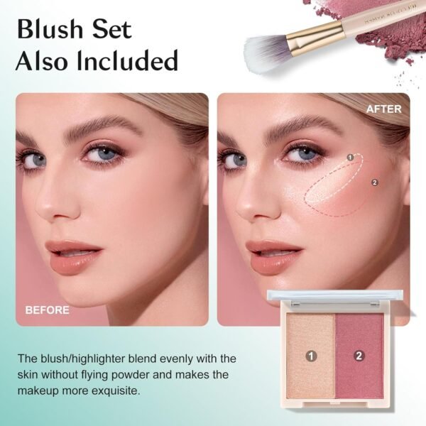 Color Nymph All In One Makeup Kit, Makeup Gift Set for Beginners Teenager Girls with Eyeshadow Palette Blush Lipstick Lip Pencil Eye Pencil Brush Mascara Portable Bag - Image 6