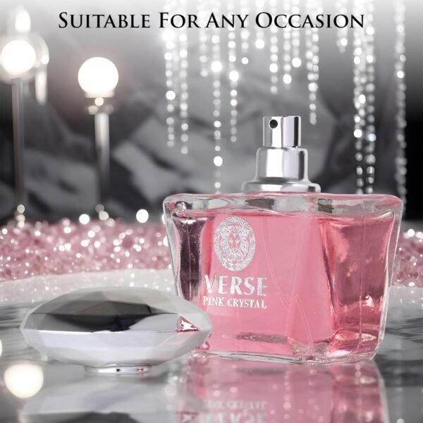 Verse Pink Crystal Eau De Parfum for Woman - Top Notes of Pomegranate, Yuzu & Iced Accord - Base Notes of Peony, Lotus, Magnolia, Amber, Musk & Mahogany - Floral & Fruity Scent - Elegant 100ml Bottle - Image 9