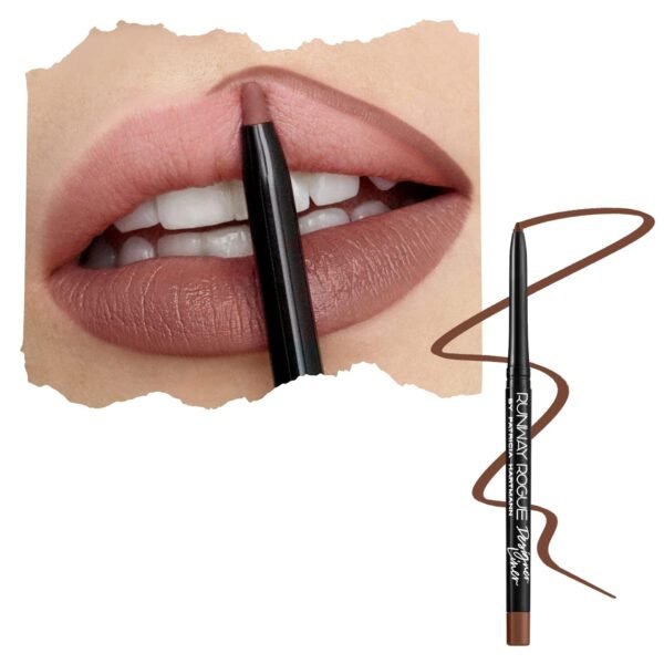 Runway Rogue Designer Liner Lip Pencil, Matte Soft Mocha Lip Liner Pencil and Lip Liner Sharpener, ‘Trendsetter’ - Image 2