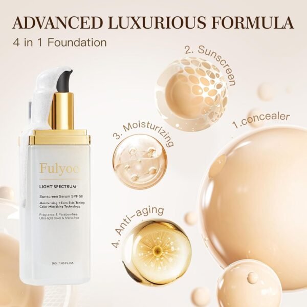 4-in-1 Tinted Moisturizer With SPF50，Anti-Aging，Against UVA and UVB，Bio Mimic Foundation，Suitable for Sensitive Skin,Simple and Easy - Image 6