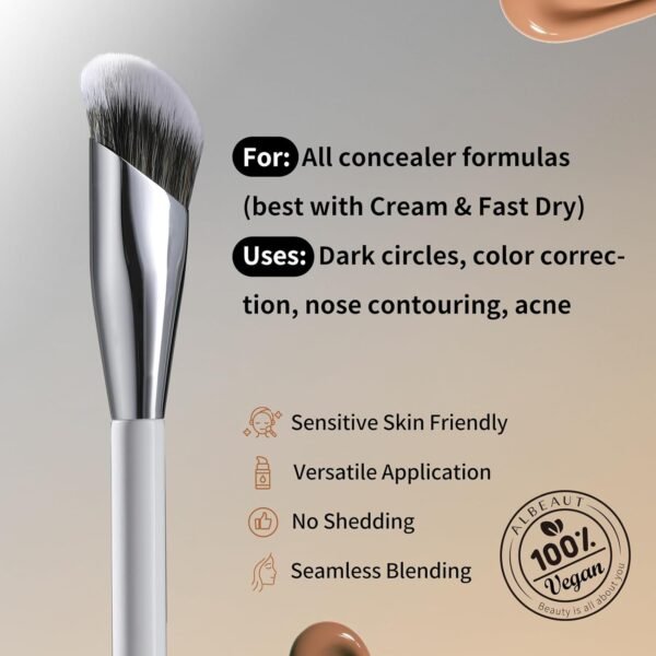 Concealer Brush, Angled Under Eye Makeup Small Foundation Precision Face Blending Brush (193 concealer brush) - Image 4