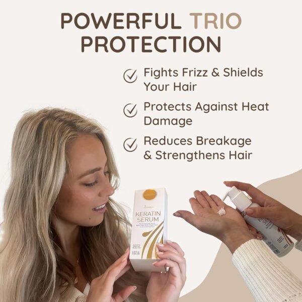 VITAMINS hair cosmetics Keratin Protein Hair Serum - Anti Frizz Control Hair Oil Repair Treatment - Gloss Shine & Heat Protectant for Frizzy Dry Damaged Locks - Image 5