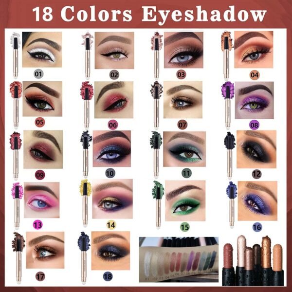 Light Gold Eyeshadow Stick Makeup, Waterproof Hypoallergenic Long Lasting Crayon, Glitter Primer Palette Shimmer Eyeliner Pen with Soft Brush - Image 8