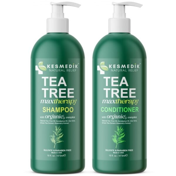 Botanical Tea Tree Oil Shampoo & Conditioner MaxTherapy – Cooling, Itchy Scalp Relief, Cleanses Dandruff & Buildup, Soothes Psoriasis, For All Hair Types & Oily Hair, 16 fl oz Each - Image 2