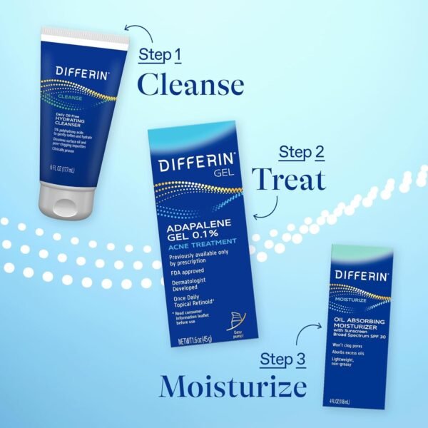 Differin Acne Treatment Gel, 90 Day Supply, Retinoid Treatment for Face with 0.1% Adapalene, Gentle Skin Care for Acne Prone Sensitive Skin, 45g Pump (Packaging May Vary) - Image 8