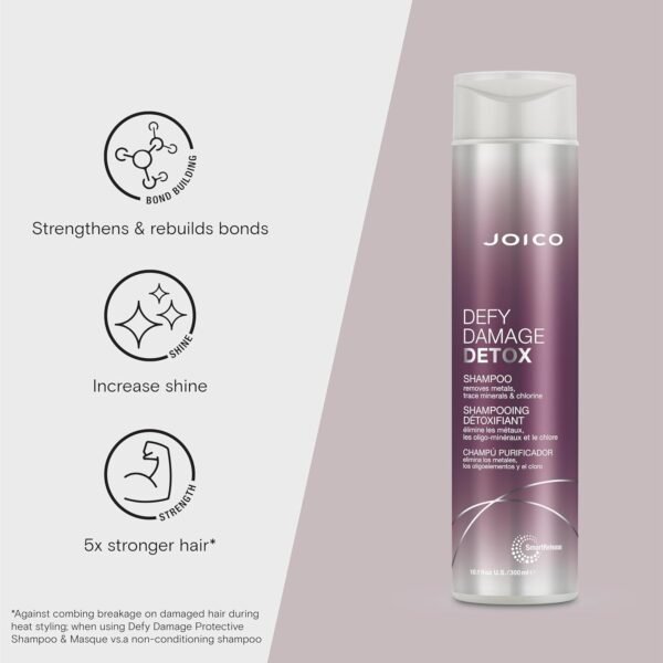 Joico Defy Damage Detox Shampoo | Removes Chlorine, Hard Water Residue, Product Buildup, Metals, & Trace Minerals | Strengthens Bonds & Preserves Hair Color | Vegan | Sulfate-Free - Image 4