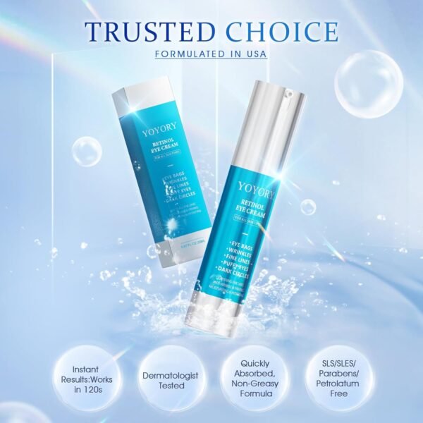 Retinol Under Eye Cream - Eye Cream for Eye Bags, Dark Circles, and Fade Wrinkles, Fine Lines Skin Care Treatment for Women and Men, 20ML(White) - Image 3