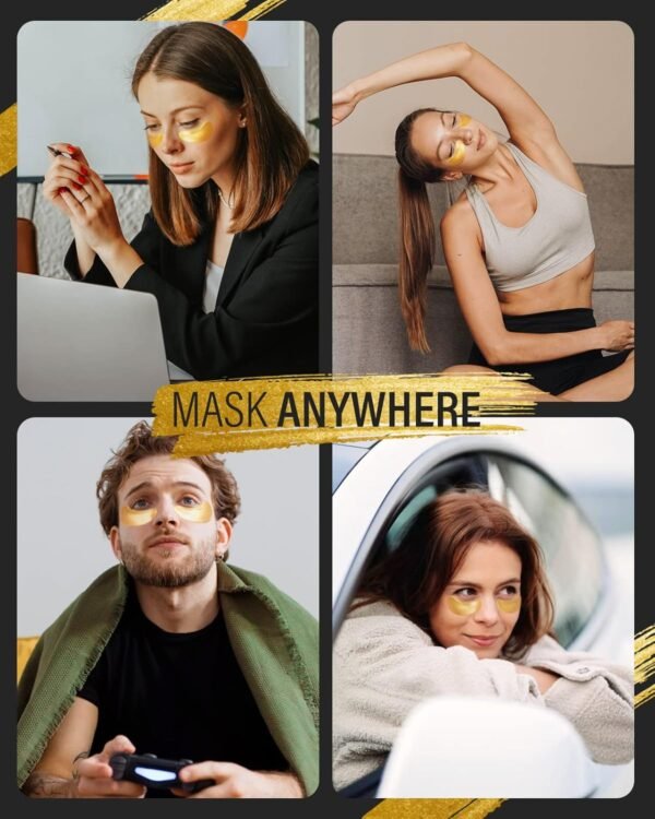 24k Gold Under Eye Patches (50 Pairs), eye mask, Collagen Skin Care Products, Eye Patches for Puffy Eyes, eye masks for dark circles and puffiness - Image 7