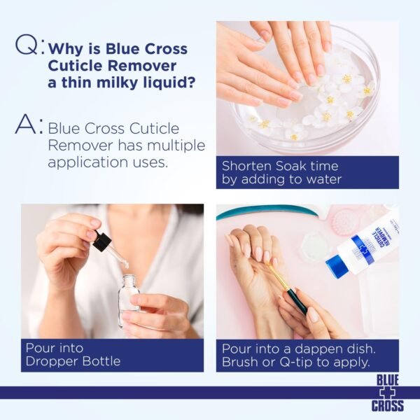 Blue Cross Cuticle Remover Liquid, Cuticle Softener for Nails, Professional Nail Care with Lanolin for Brittle Hang Nails, Hydrating, Moisturizing, Dry Cuticles, Made in USA, 6oz - Image 6