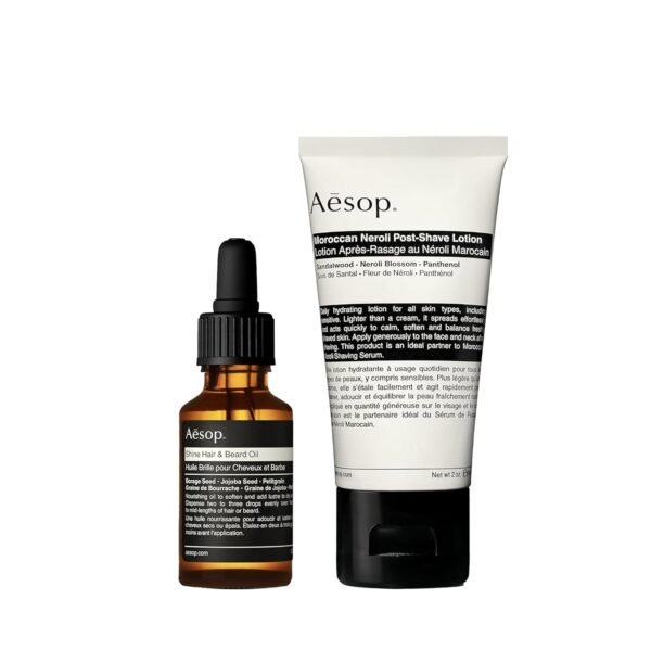 Aesop Shine Hair & Beard Oil & Neroli Post Shave Lotion | Grooming Kit for Full Beards and Hair | Moisturizing, Non Greasy, SIlicon Free | 0.8 oz + 2 oz - Image 2
