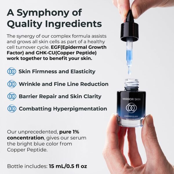 Copper Peptides Face Serum - Boost Collagen & Cell Renewal - Firm, Tone & Glow - Shea Butter, Witch Hazel & Apple Stem Cells - Facial Skin Care Products, Beauty & Self Care - (.5 fl oz) - Image 4