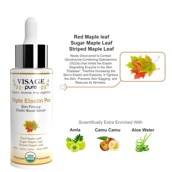 Triple Elastin Pro - Skin Firming Elastin Boost Face Serum - Contains "GCGs" That Increases the Skin's Elastin and Elasticity - USDA Organic - Physician Formulated - Research Supported - Image 3