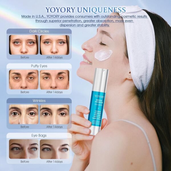 Retinol Under Eye Cream - Eye Cream for Eye Bags, Dark Circles, and Fade Wrinkles, Fine Lines Skin Care Treatment for Women and Men, 20ML(White) - Image 4