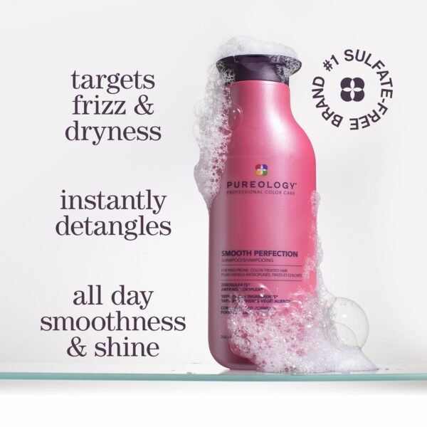 Pureology Smooth Perfection Shampoo - For Frizzy and Color-Treated Hair, Smooths Hair & Controls Frizz, Sulfate-Free & Vegan - Image 3