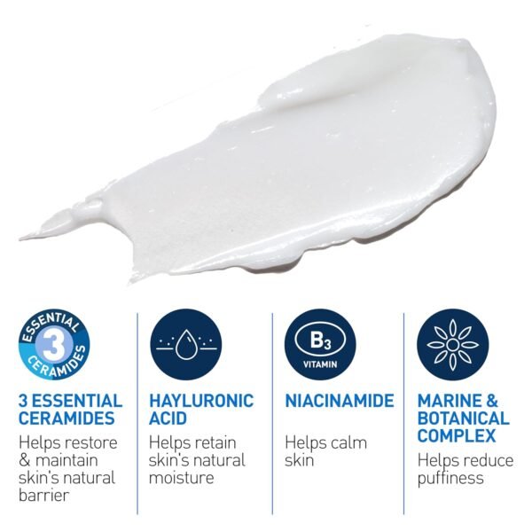 CeraVe Eye Repair Cream, Under Eye Cream For Puffiness And Bags Under Eyes, Hyaluronic Acid + Niacinamide + Marine Botanical Complex, Oil Free & Opthalmologist Tested - Image 4