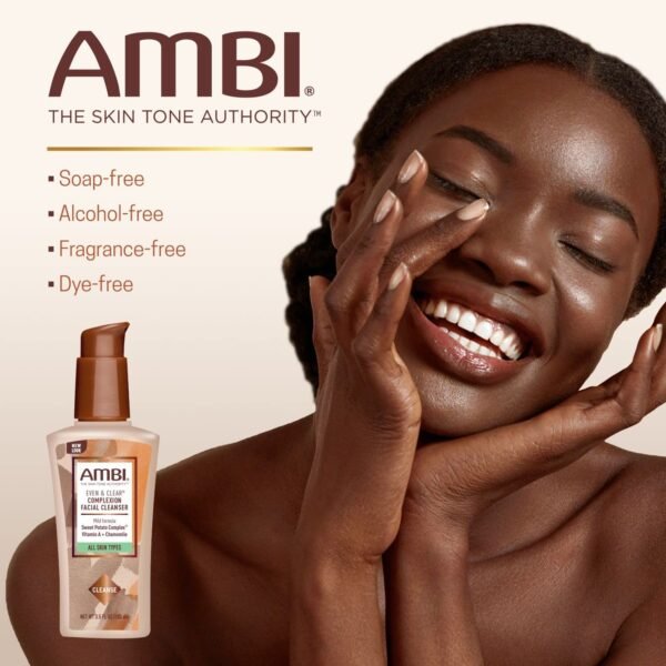 Ambi Even & Clear Complexion Facial Cleanser, For Men & Women, All Skin Types, Sweet Potato, Chamomile, Green Tea, Hydroquinone-free, Soap-free, Alcohol-free, Fragrance-free, Dye-free, 3.5 Fl Oz - Image 4