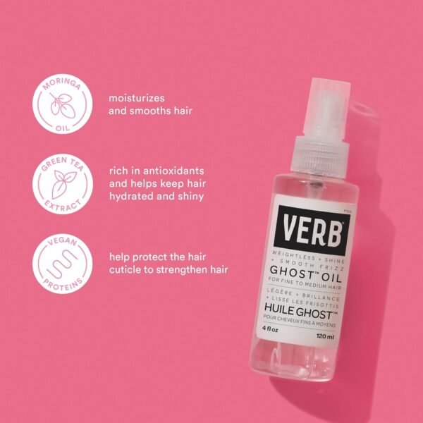 VERB Ghost Oil - Weightless Hair Oil for Fine to Medium Hair – Smooths Frizz, Adds Shine – Sulfate, Paraben and Gluten Free - Image 4