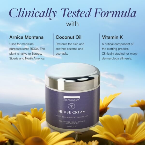 SKINTENSIVE Arnica Bruise Cream for Thin Skin - Moisturizing, Vitamin K C and E, Skin Renewal, 4 Oz - Image 4