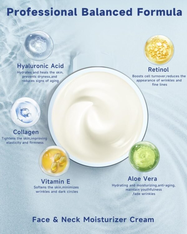 Retinol Cream for Face, Collagen Neck Creams for Tightening and Firming, Anti Aging Day & Night Facial Moisturizer for Women & Men, Instant Face Lift Wrinkle Cream 1.7 fl. oz. - Image 6