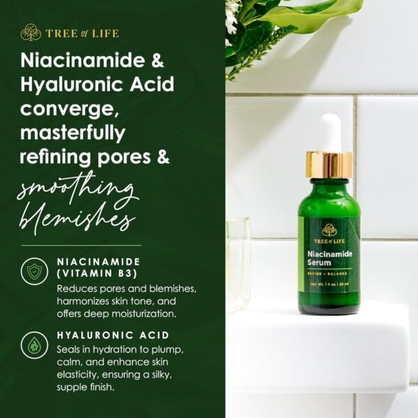 Tree of Life Beauty Niacinamide Vitamin B3 Serum, Hydrating Face Oil for Dark and Age Spots, Tightens Pores, Facial Serums for Sensitive Skin Care with Hyaluronic Acid and Vitamin E, 2 Fl Oz - Image 4