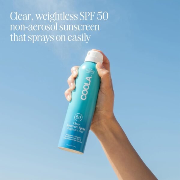 COOLA Organic Sunscreen SPF 50 Sunblock Spray, Dermatologist Tested Skin Care for Daily Protection, Vegan and Gluten Free, Fragrance Free - Image 3