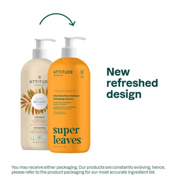 ATTITUDE Volume and Shine Hair Shampoo, EWG Verified, For Thin Hair, Naturally Derived Ingredients, Vegan and Plant Based, Soy Protein And Cranberries, 32 Fl Oz - Image 3