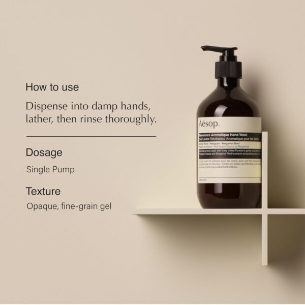 Aesop Reverence Aromatique Hand Wash | Gentle Exfoliating Hand Wash with Finely Milled Pumice | 500mL / 16.9 oz - Image 3