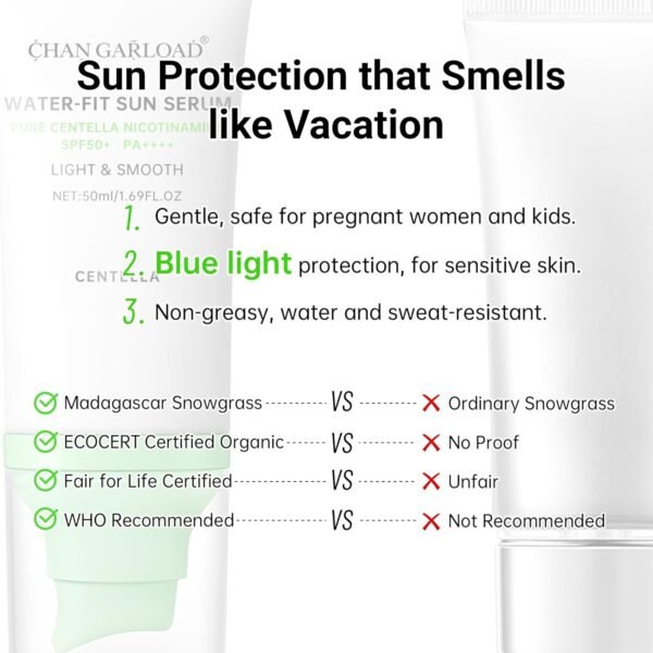 Tinted Sunscreen for Face & Body – Madagascar Centella SPF 50+, Mineral with Tinted Moisturizer, Hyaluronic Acid & Niacinamide, Lightweight Korean Skin Care Sunblock, 50ml - Image 6