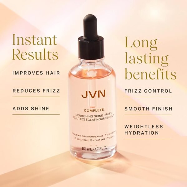 JVN Complete Nourishing Shine Drops, Hair Oil for Hydration and Long-Term Hair Health, Styling Oil for All Hair Types, Sulfate-Free, 1.7 Fluid Ounces - Image 6