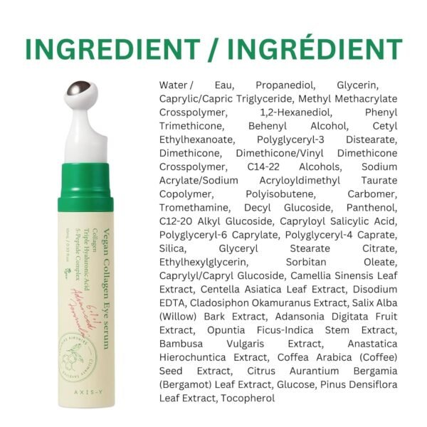 AXIS-Y Vegan Collagen Eye Serum - K Beauty Triple Hyaluronic Acid & Peptide Collagen Serum Improve Skin Elasticity, Reduce Fine Lines & Dark Circles - Vegan Korean Skin Care Eye Cream - 0.33 fl. oz. - Image 9