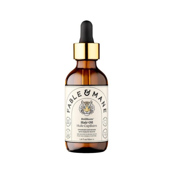 Fable and Mane Hair Oil - HoliRoots Strengthening Serum for Damaged, Frizzy Hair with Ashwagandha, Castor Oil & Scalp Treatment - 1.8FL oz - Image 2