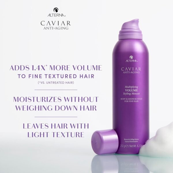 Alterna Haircare CAVIAR Anti-Aging Multiplying Volume Styling Mousse, 8.2 Fl Oz | For Fine, Thin Hair | Medium Hold | Create Instant Volume and Thickness | Sulfate Free - Image 7