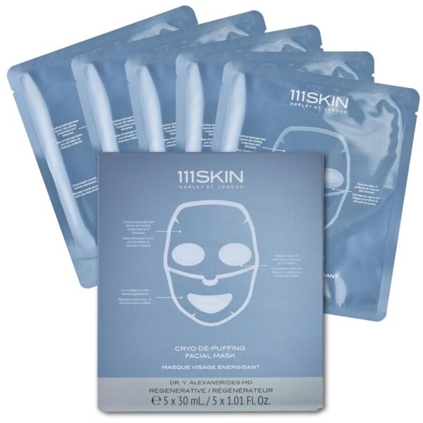 111SKIN Cryo De-Puffing Energy Facial Mask - Fragrance Free - Tighten, De-Puff & Refresh - Peptides & Caffeine - Set of 5 (1 oz each) - Depuffing Face Mask - Image 2