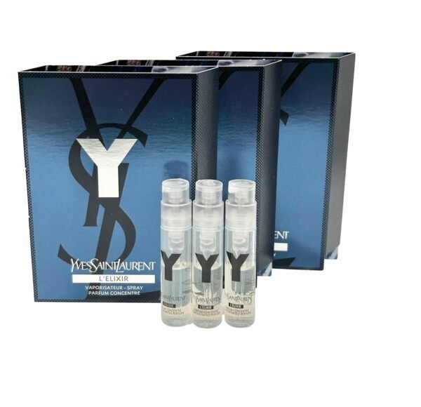 YVES SAINT LAURENT YSL Y Men Sample Perfume ELIXIR Spray Trial Size Partially Filled Vials 1.2 ml / 0.04 fl oz (set of 3), Black - Image 4