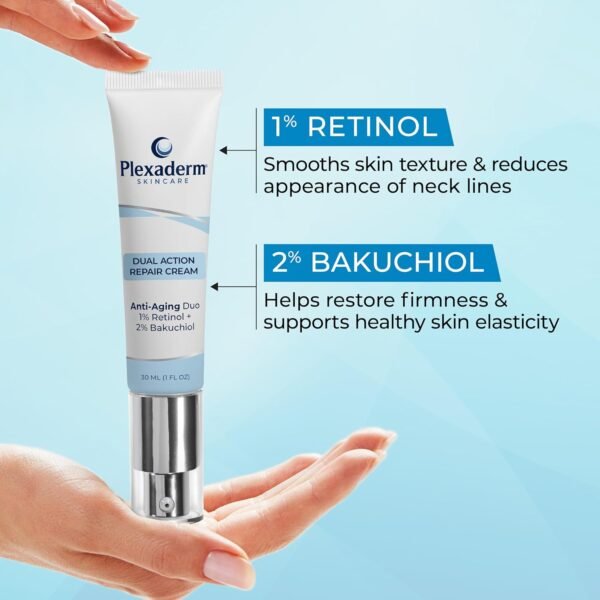 Plexaderm Dual Action Repair 1% Retinol Face Cream. Anti Aging Cream Serum with Retinol, Bakuchiol, and Hyaluronic Acid to Fight Fine Lines and Wrinkles, 1 fl. oz. - Image 4