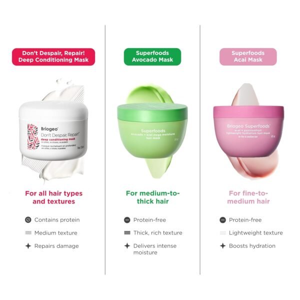 Briogeo Don't Despair, Repair! Deep Conditioning Mask, Deep Conditioner for Dry Damaged or Color Treated Hair, Prevent Future Breakage, Protein Mask for Stronger Hair, Vegan, Cruelty-Free - Image 11