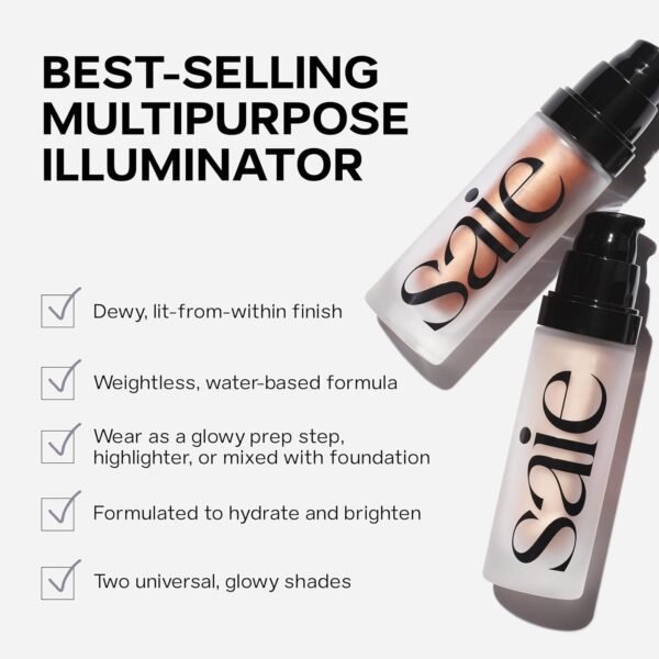 Saie Mini Glowy Super Gel Lightweight Illuminator - Luminizer + Makeup Primer for Glowing Skin - Enriched with Vitamin C + Hydrating Squalane Oil - Starglow (0.5 oz) - Image 9