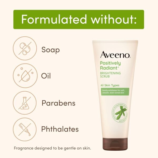 Aveeno Positively Radiant Skin Brightening Exfoliating Daily Facial Scrub, Moisture-Rich Soy Extract, helps improve skin tone & texture, Oil-& Soap-Free, Hypoallergenic, 5 oz - Image 5
