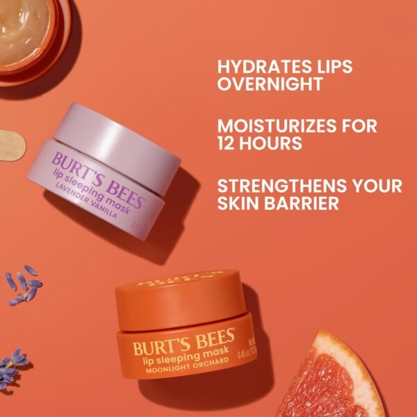 Burt’s Bees Lavender Vanilla Lip Sleeping Mask, With Hyaluronic Acid and Squalane Moisturizer To Instantly Hydrate Lips, Overnight Mask and Treatment, 0.45 oz. - Image 3