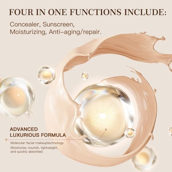 4-in-1 Tinted Moisturizer With SPF50，Anti-Aging，Against UVA and UVB，Bio Mimic Foundation，Suitable for Sensitive Skin,Simple and Easy - Image 5
