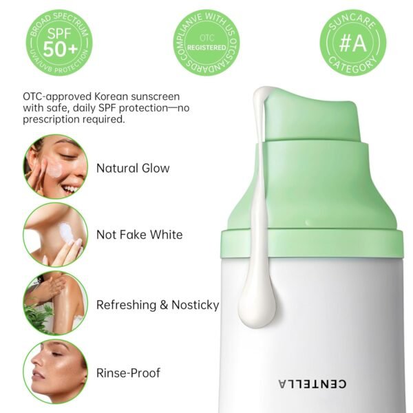Tinted Sunscreen for Face & Body – Madagascar Centella SPF 50+, Mineral with Tinted Moisturizer, Hyaluronic Acid & Niacinamide, Lightweight Korean Skin Care Sunblock, 50ml - Image 4