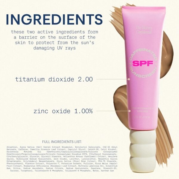 The Skinny Confidential Caffeinated Mineral Sunscreen, SPF 40 - Fragrance-Free Face Sunscreen with No White Cast - Non-Greasy & Lightweight Sun Screen Lotion Reduce Wrinkles, Redness & Puffiness - Image 7