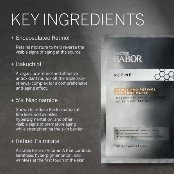 BABOR DOCTOR Retinol Eye Patches, Anti-Aging Eye Treatment, Fight Against Dark Circles, Tightenting and Anti-Wrinkle Eye Mask, 5 Pack - Image 5