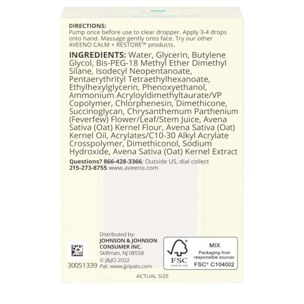 Aveeno Calm + Restore Triple Oat Hydrating Face Serum for Sensitive Skin, Gentle, Lightweight Facial Serum Instantly Smooths Skin, Fast-Absorbing, Hypoallergenic & Fragrance-Free, 1 fl. oz - Image 9