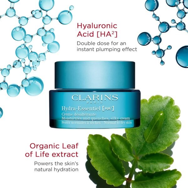 Clarins Hydra-Essentiel Silky Cream|Intensely Hydrating Moisturizer|60 Seconds to Plumper Skin*|Nourishes, Comforts and Softens|Double Dose Hyaluronic Acid|Normal-Dry Skin|1.7 Ounces - Image 4
